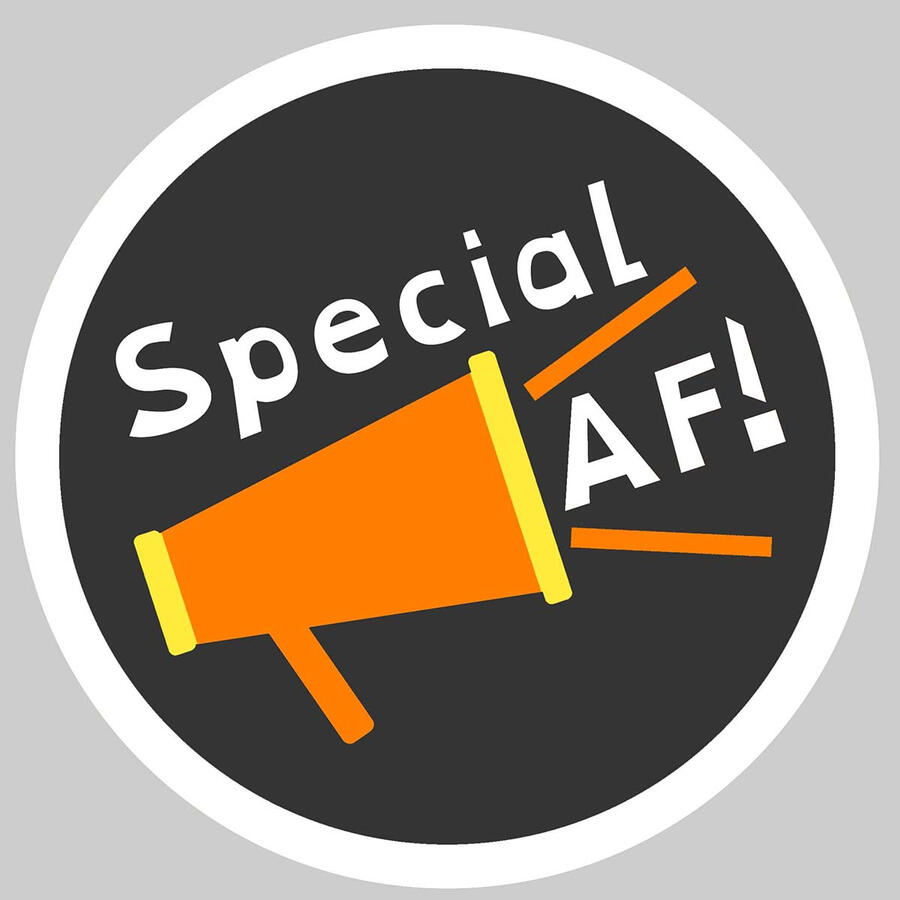 An orange Megaphone with the word 'special' above it, and 'AF!' coming from the mouth of the megaphone.
